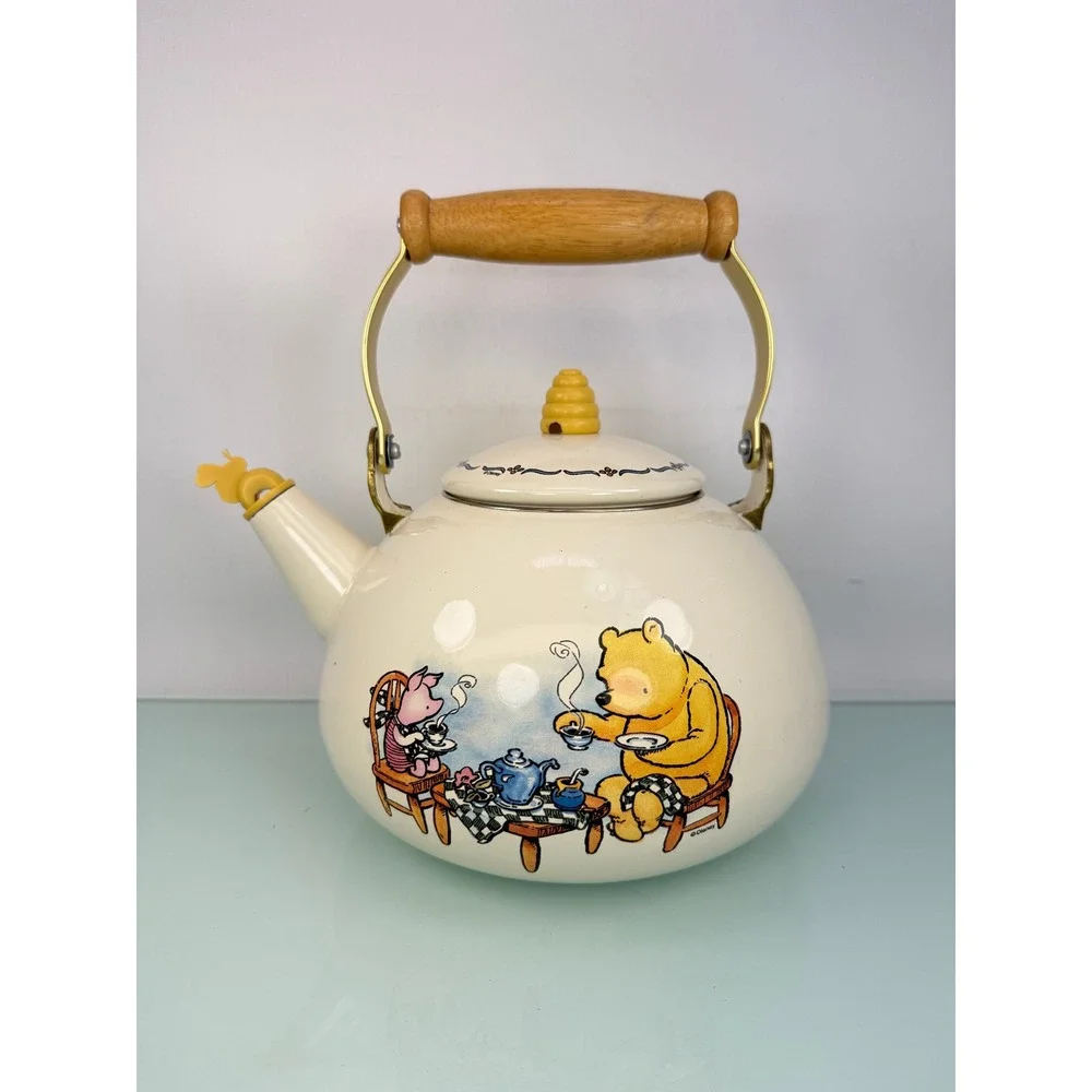 Vintage 90s Selandia Winnie the Pooh Piglet Teapot Enamel Bee Whistle Disney